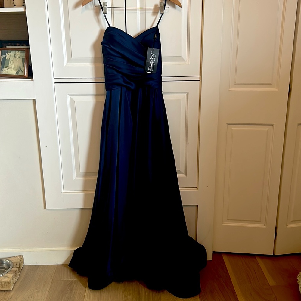 Satin Prom Dress - Navy